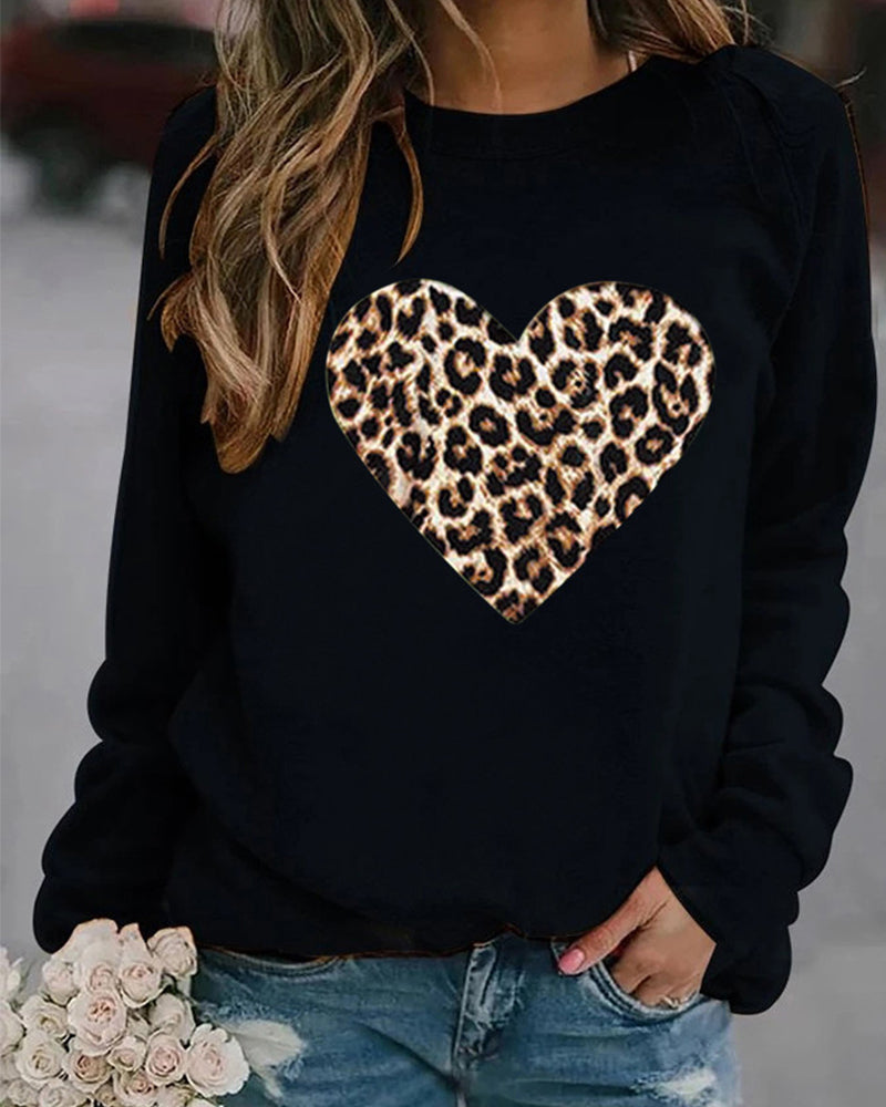 Nahia | Jersey de punto con corazón de leopardo