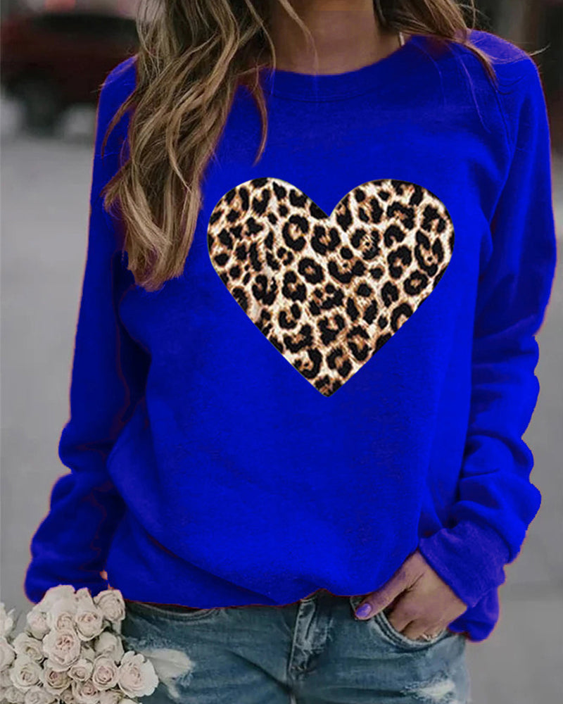 Nahia | Jersey de punto con corazón de leopardo