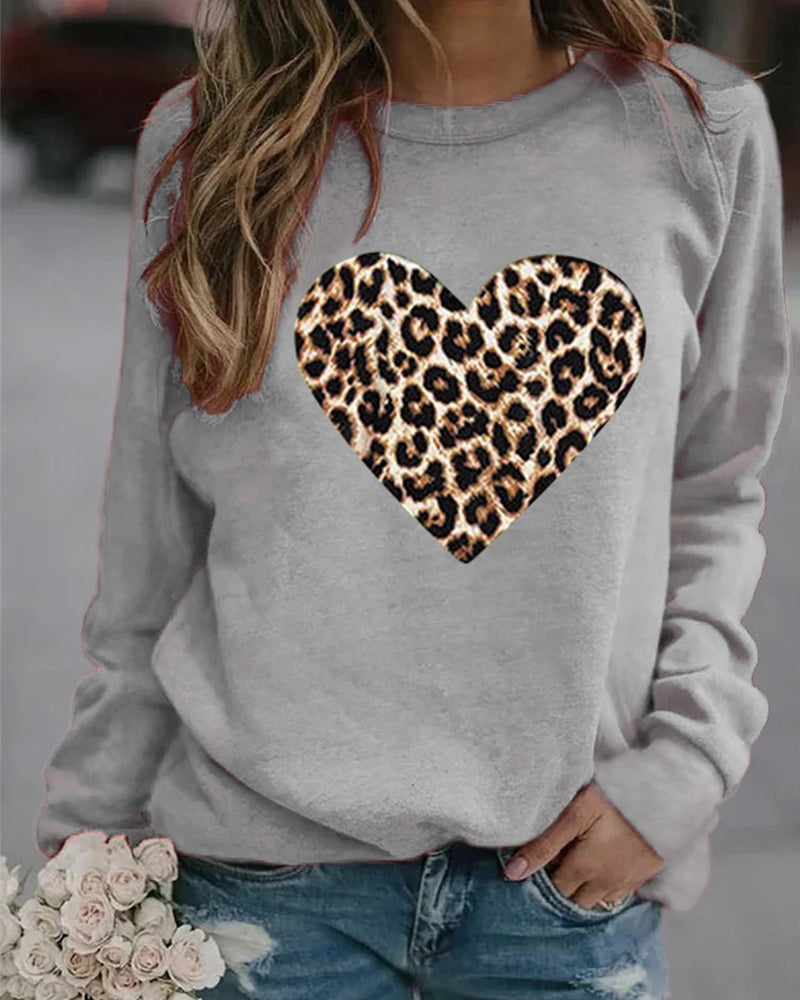 Nahia | Jersey de punto con corazón de leopardo