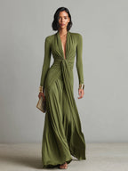 Valentina · Maxi dress with V-neck and ruffle details