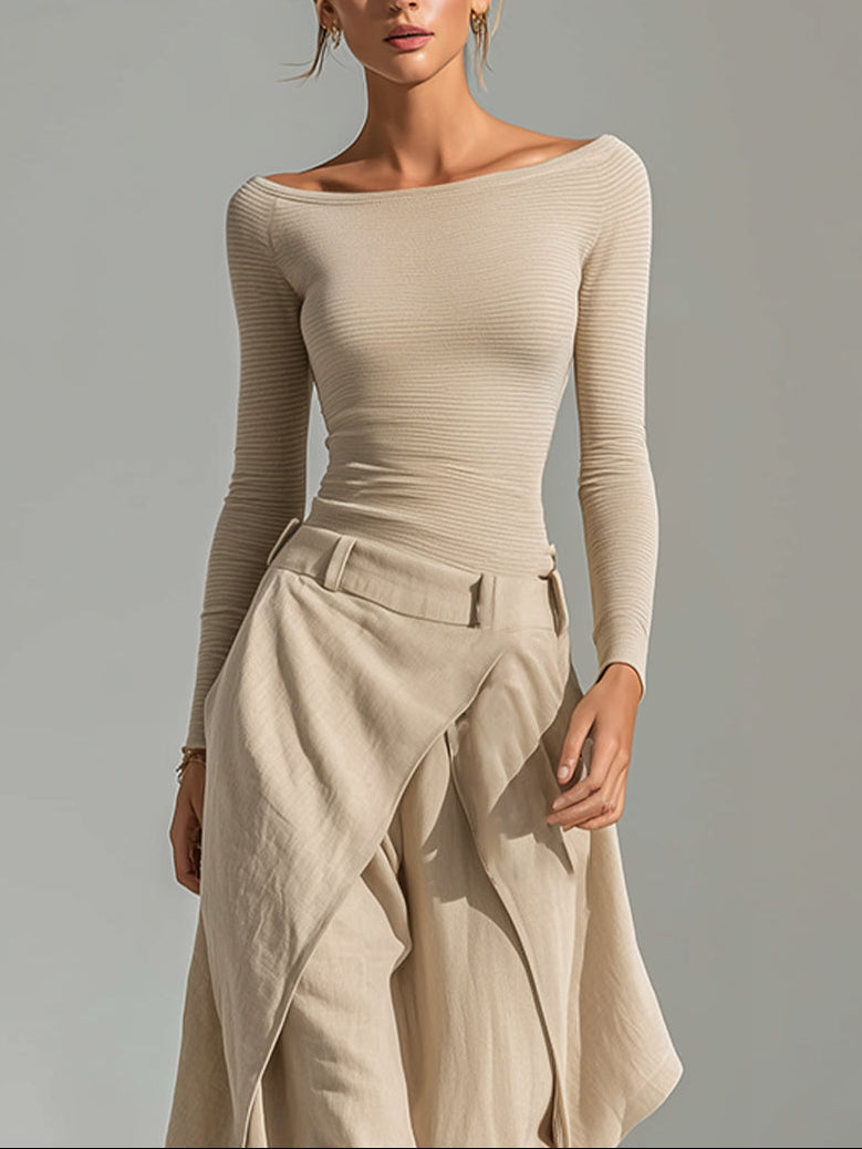 Arantxa | Conjunto de dos piezas con escote barco y pantalón ancho