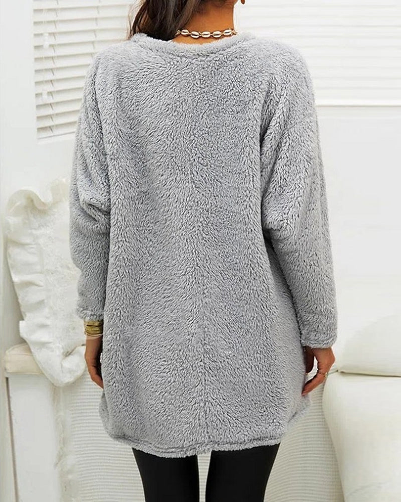 Andrea | Sudadera polar larga con bolsillos