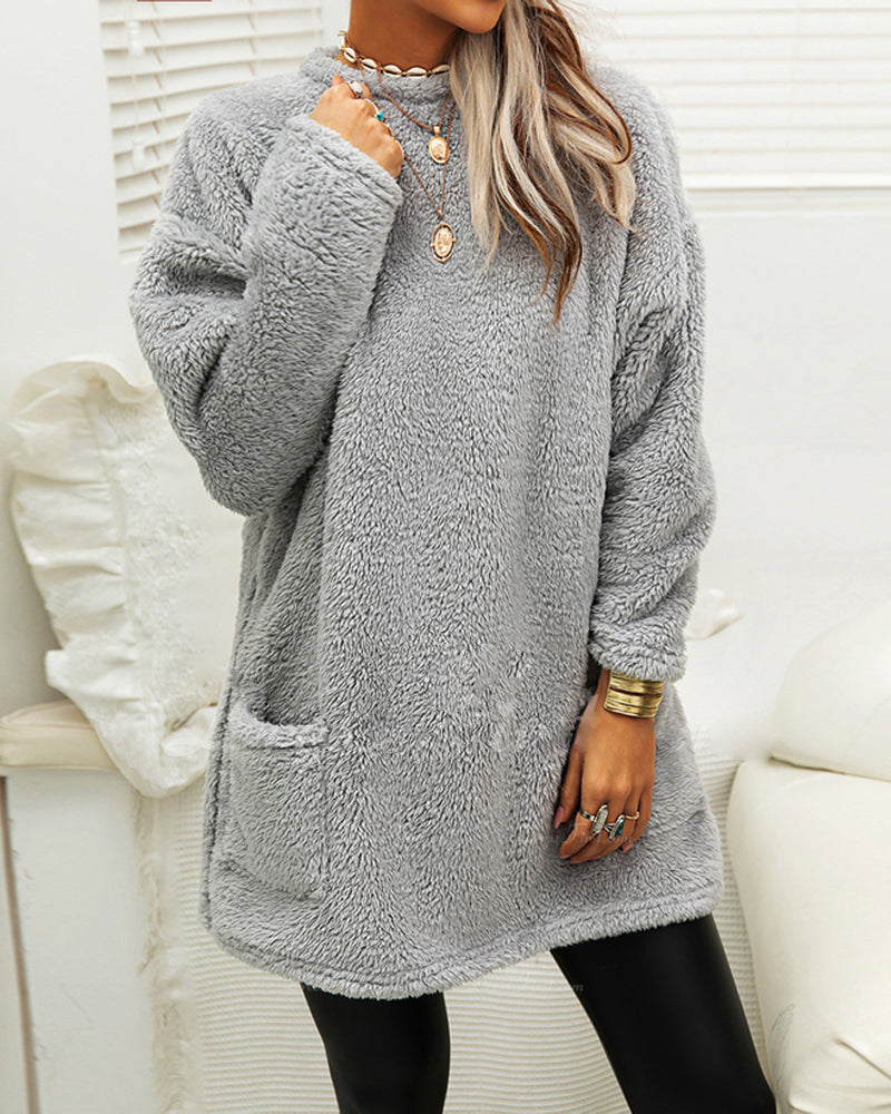 Andrea | Sudadera polar larga con bolsillos