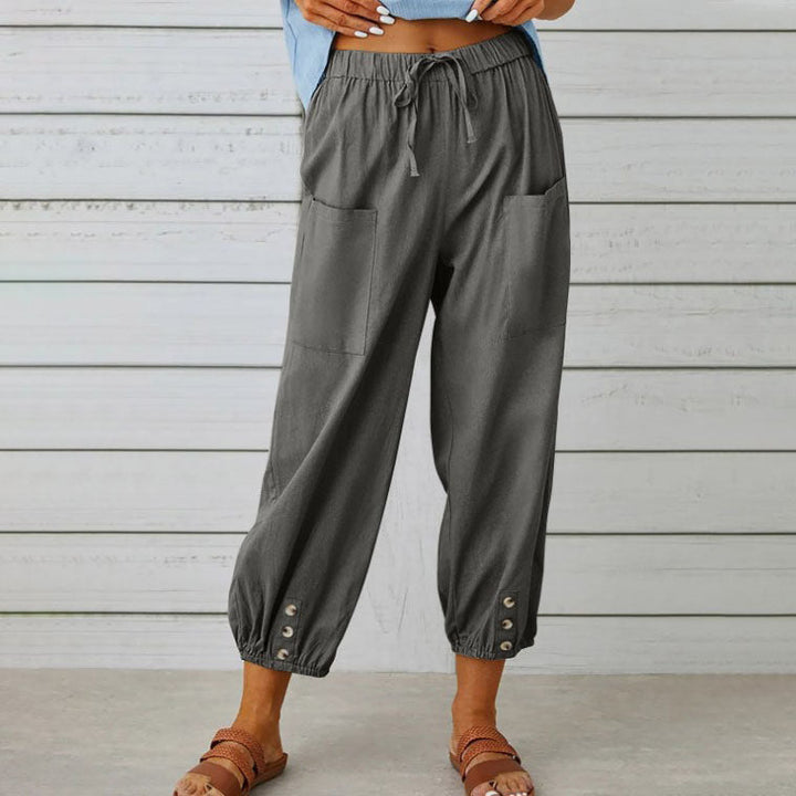 Nora | Pantalón ancho de mujer en mezcla de algodón y lino