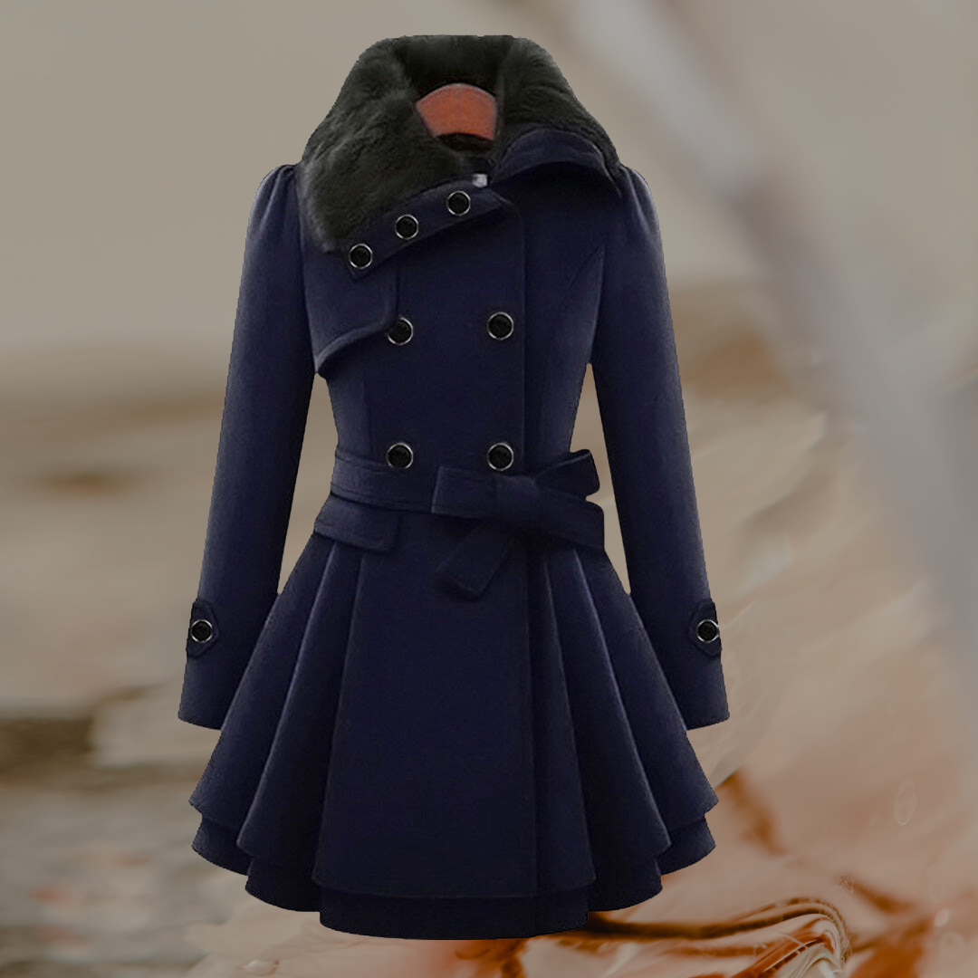 Oriana | Chaqueta de invierno cruzada con cuello de pelo