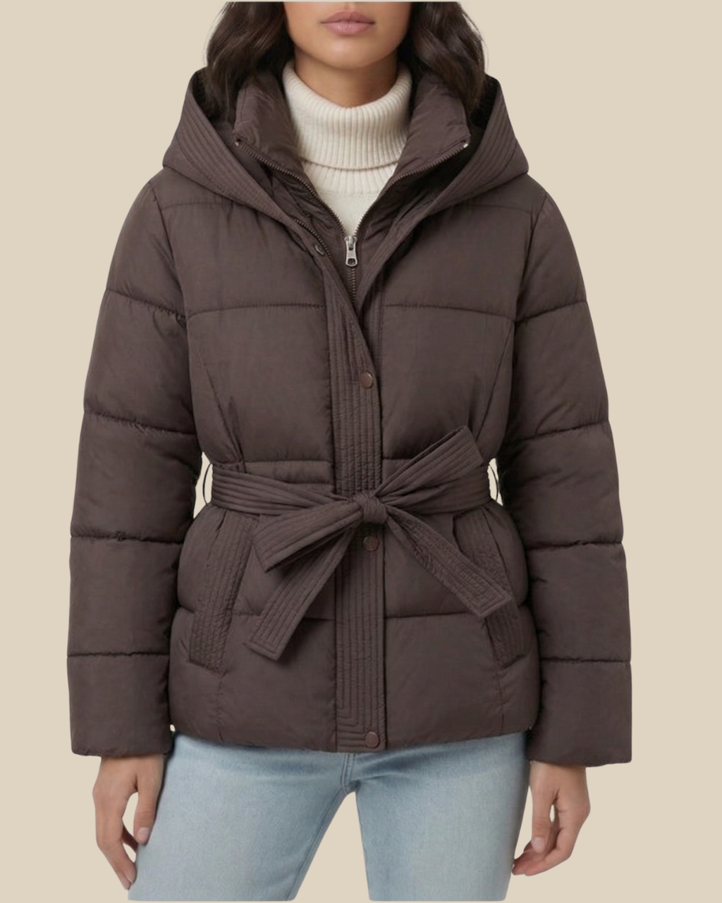 Amara | Wattierte Kapuzenjacke mit Gürtel