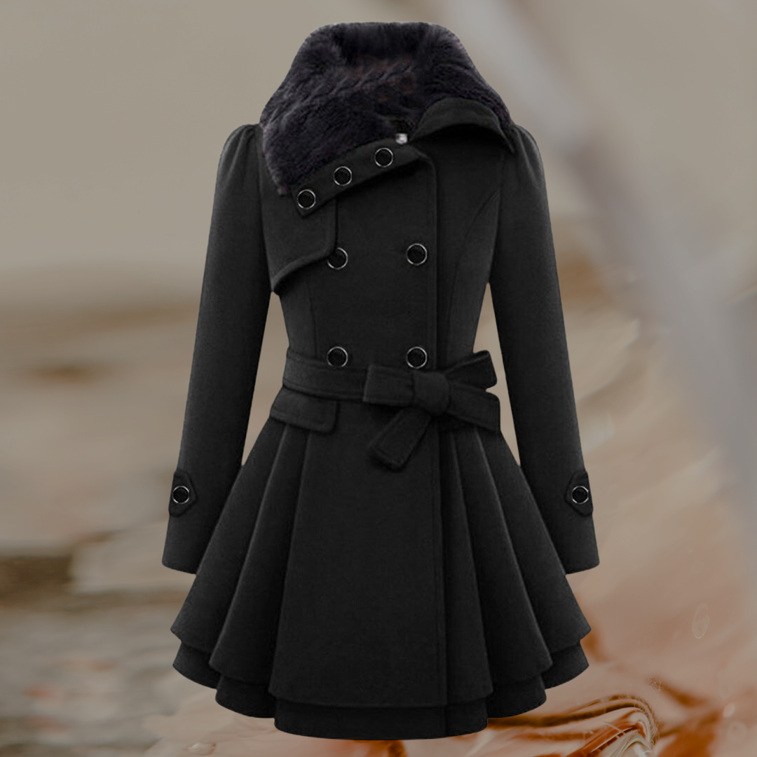 Oriana | Chaqueta de invierno cruzada con cuello de pelo