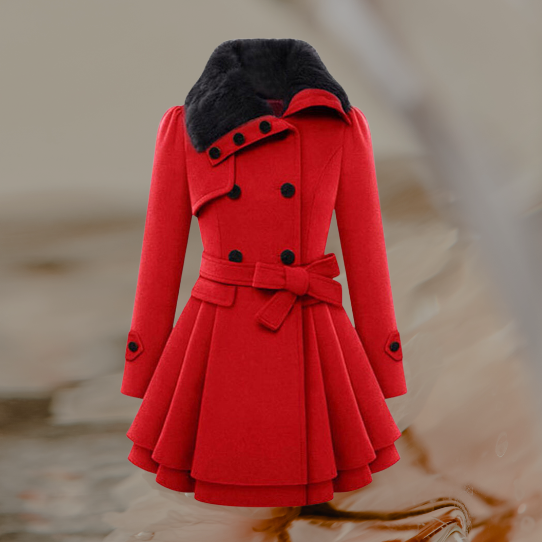 Oriana | Chaqueta de invierno cruzada con cuello de pelo