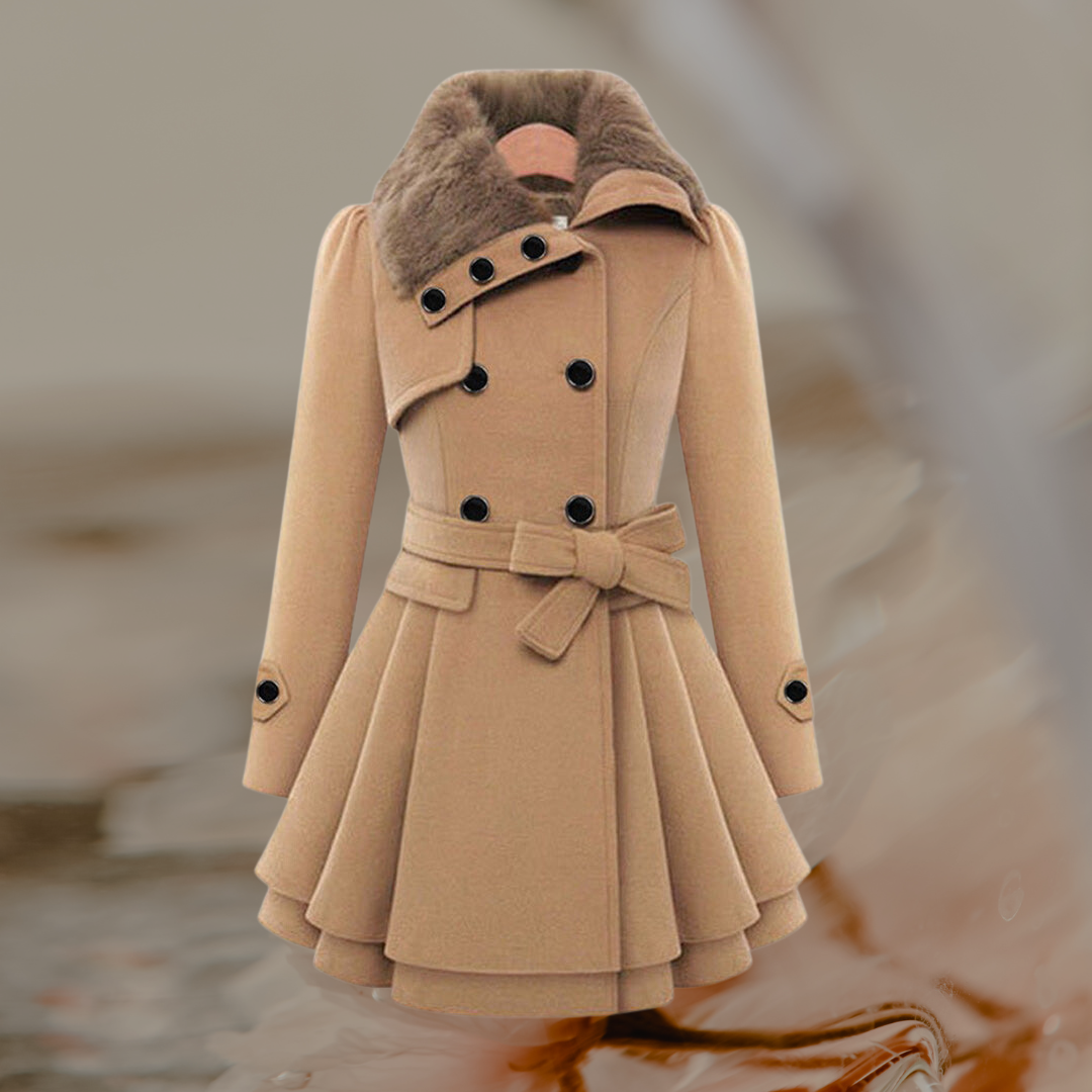 Oriana | Chaqueta de invierno cruzada con cuello de pelo