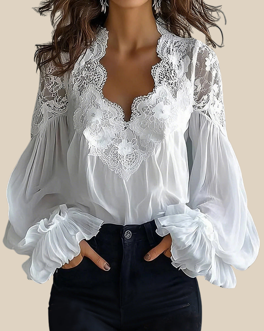 Lucia | Bluse mit Spitzenbesatz