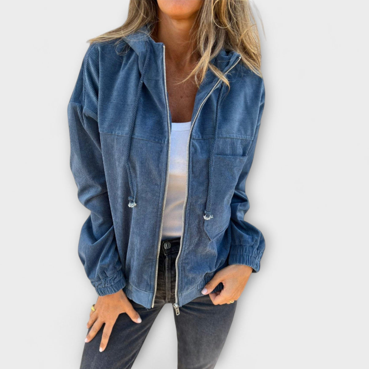 Judit | Chaqueta de pana con capucha y cremallera