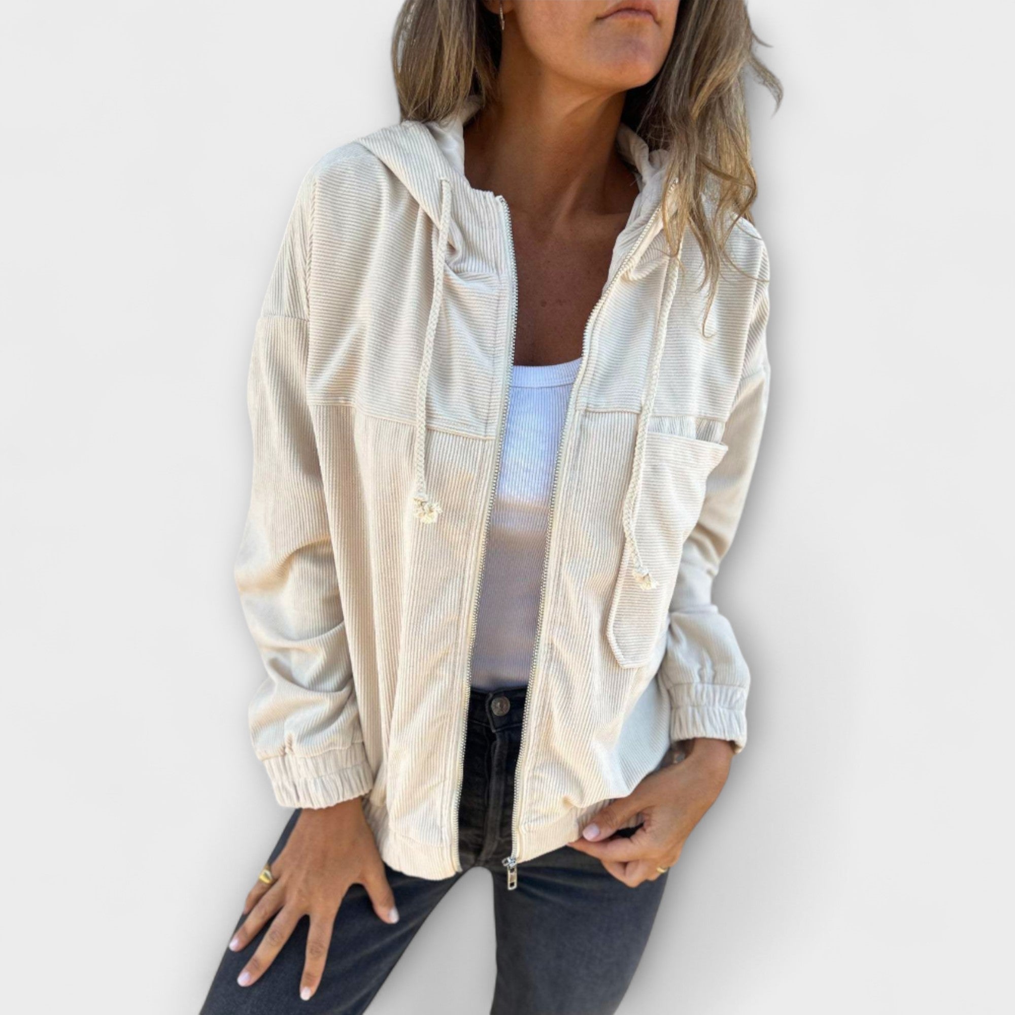 Judit | Chaqueta de pana con capucha y cremallera
