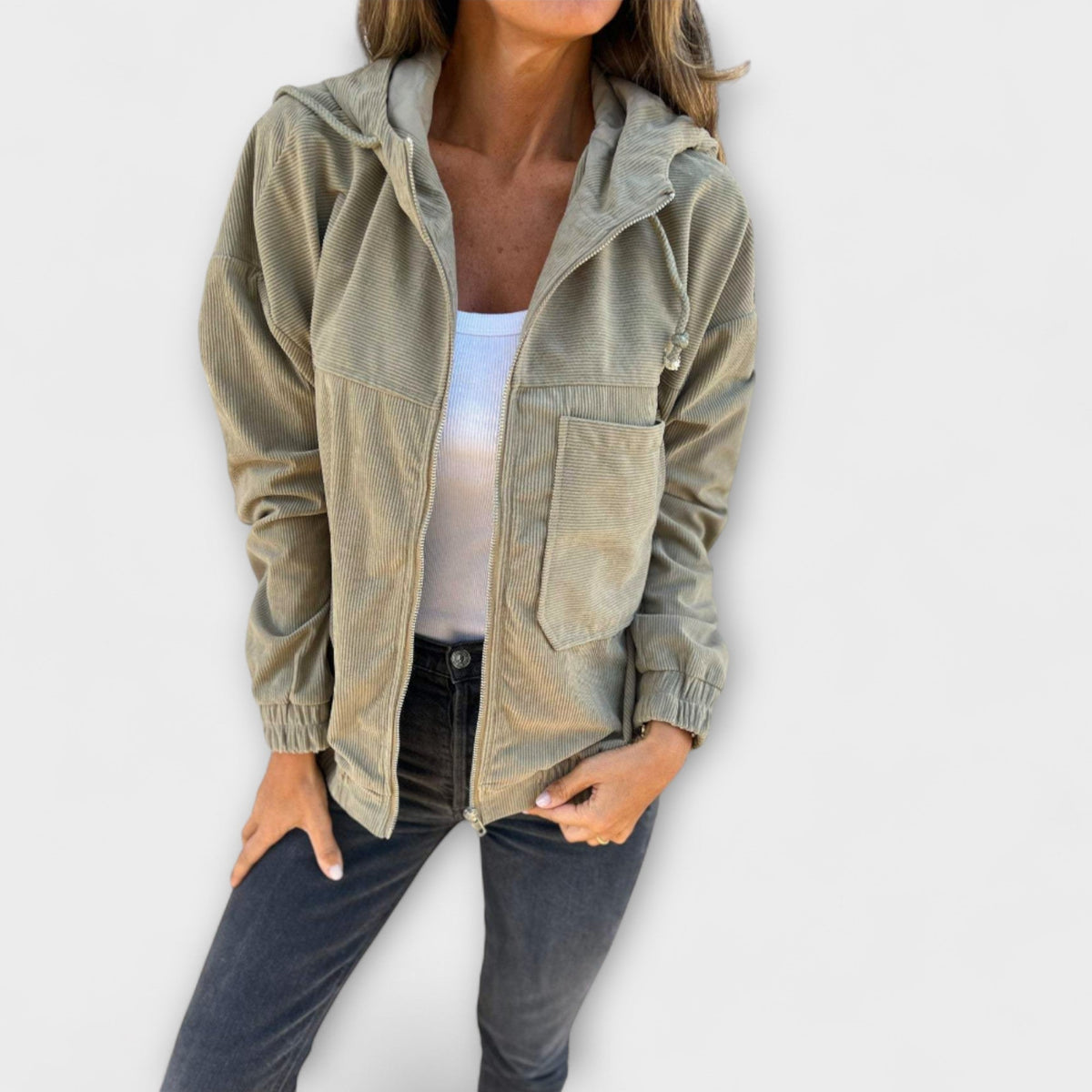 Judit | Chaqueta de pana con capucha y cremallera