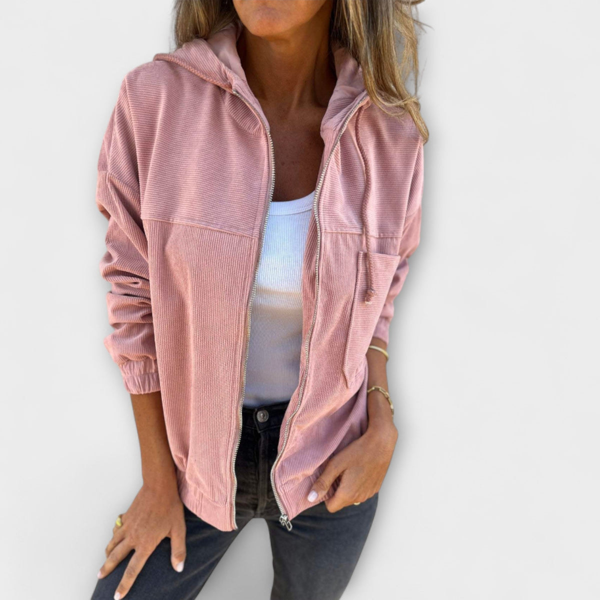 Judit | Chaqueta de pana con capucha y cremallera
