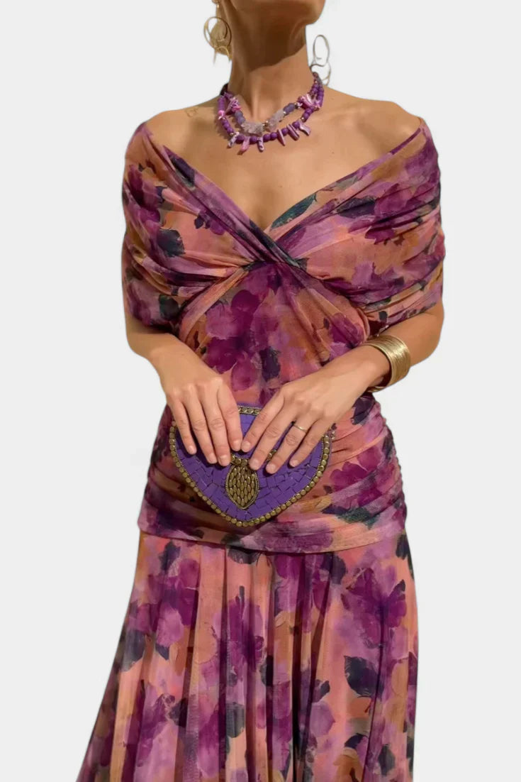 Inés | Vestido largo floral con escote en V