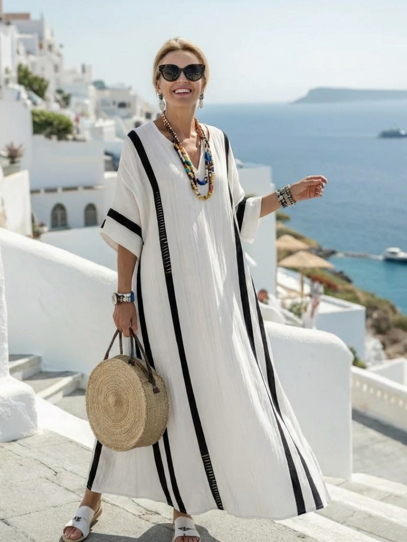 Lola | Vestido maxi con rayas color block