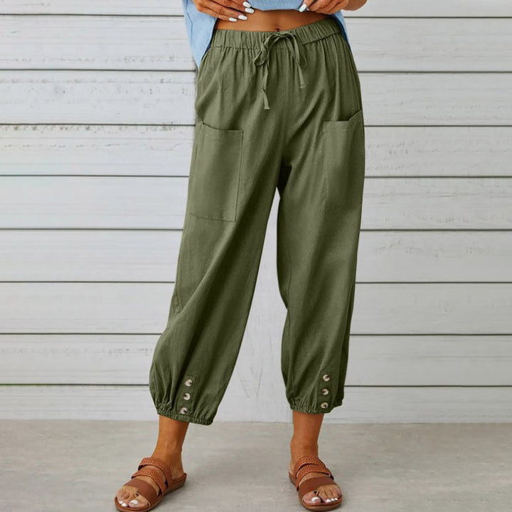Nora | Pantalón ancho de mujer en mezcla de algodón y lino