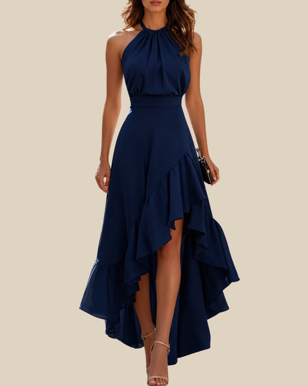 Yana | Elegantes Neckholder Kleid mit Volants