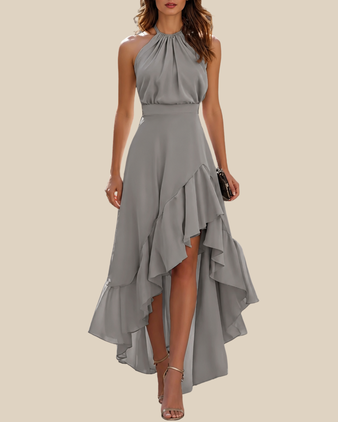 Yana | Elegantes Neckholder Kleid mit Volants