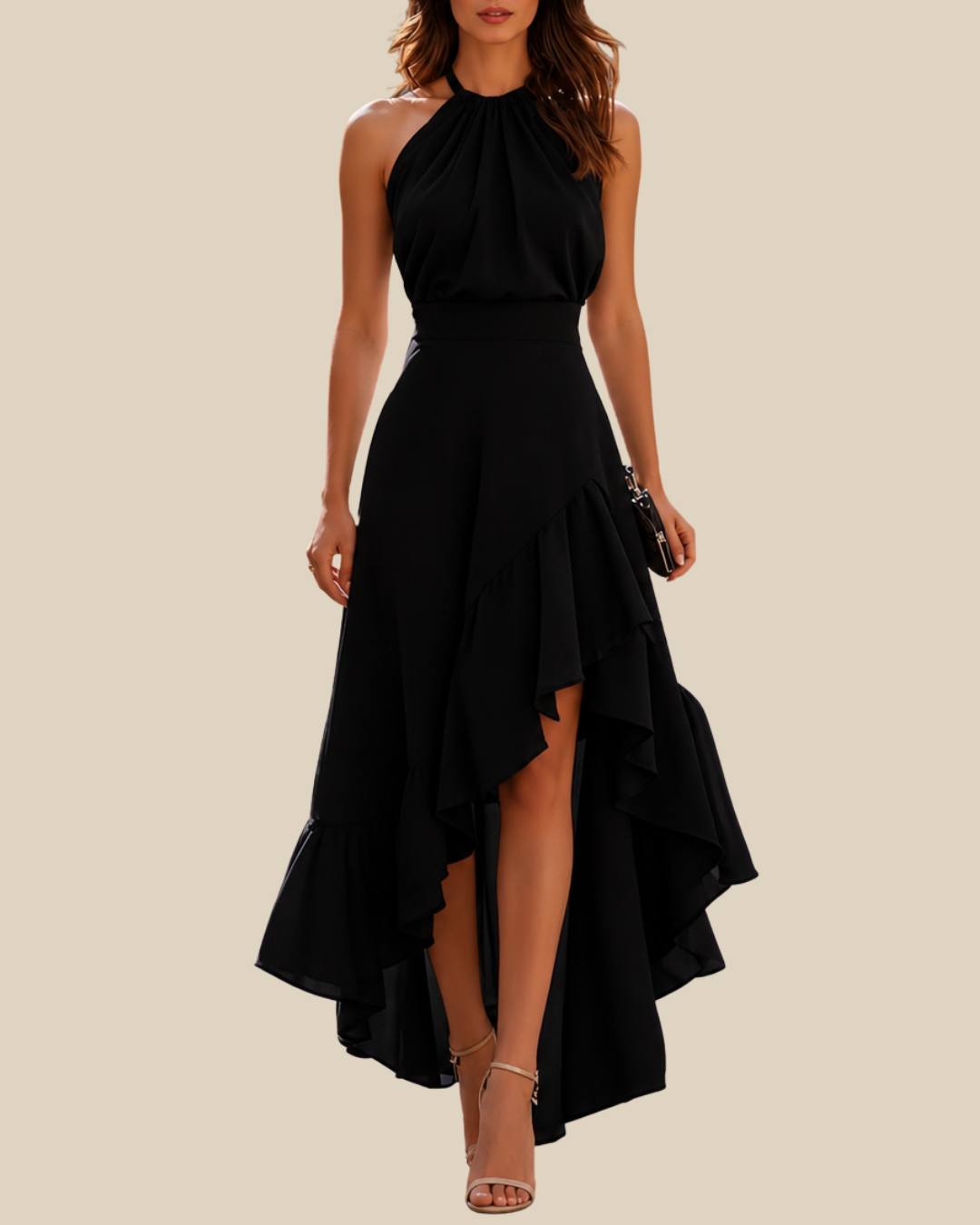 Yana | Elegantes Neckholder Kleid mit Volants