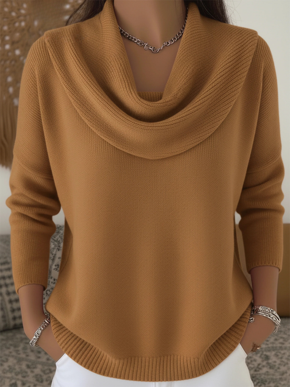 Araceli | Jersey de mezcla de merino con cuello camisero