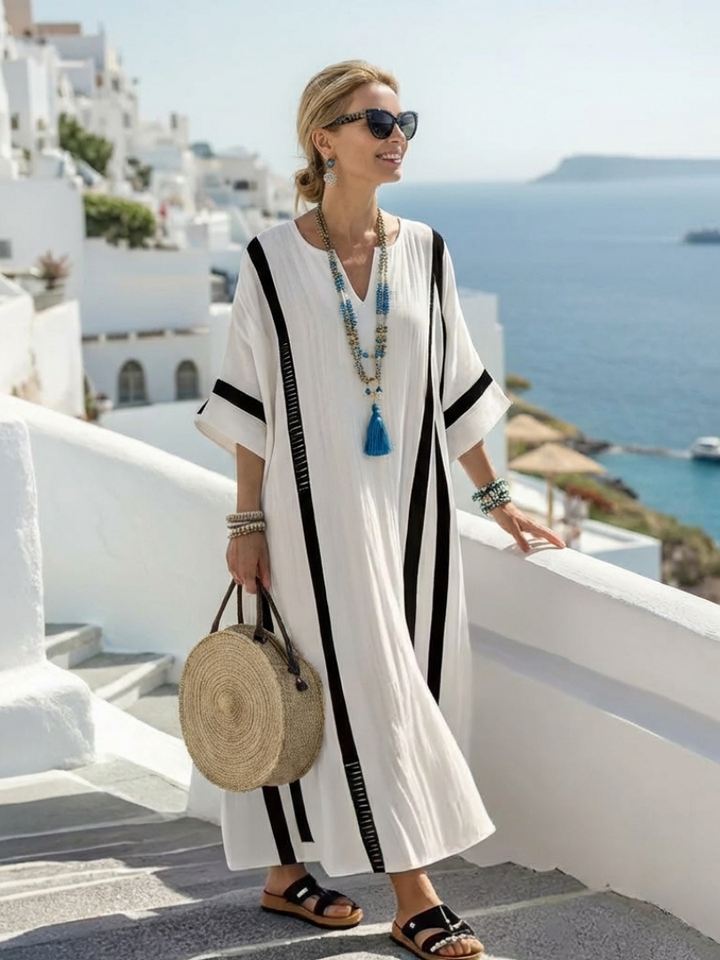 Lola | Vestido maxi con rayas color block