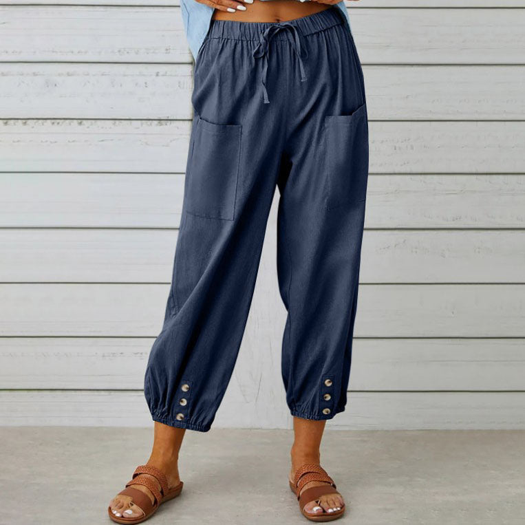 Nora | Pantalón ancho de mujer en mezcla de algodón y lino