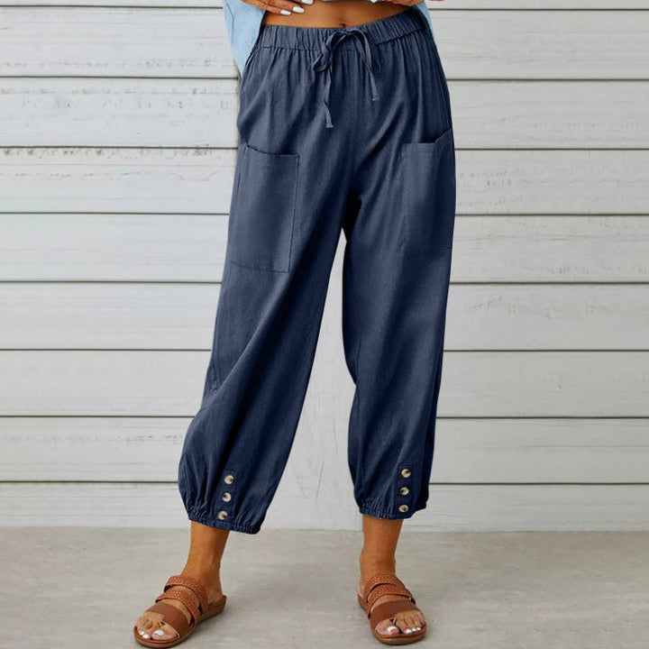 Nora | Pantalón ancho de mujer en mezcla de algodón y lino
