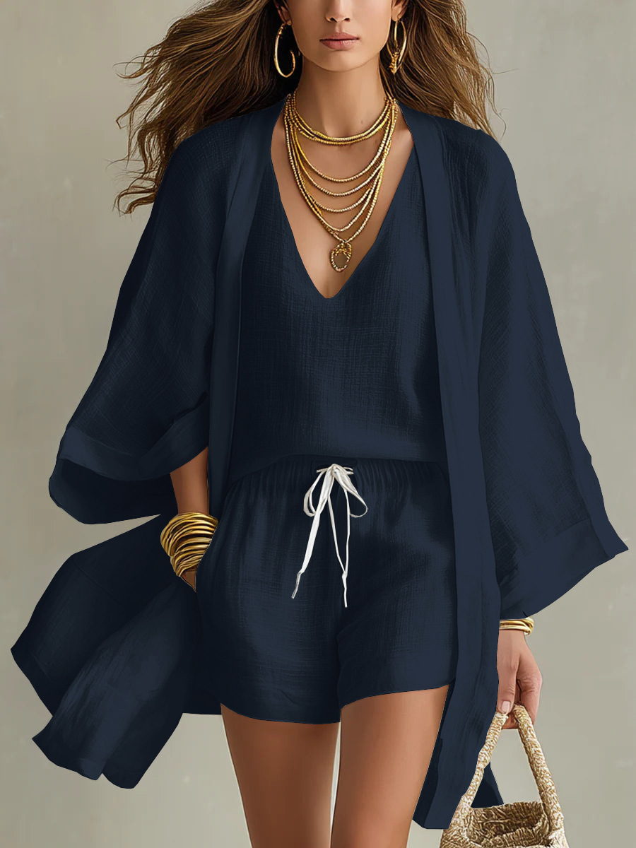Blanca conjunto azul marino