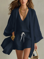 Blanca conjunto azul marino