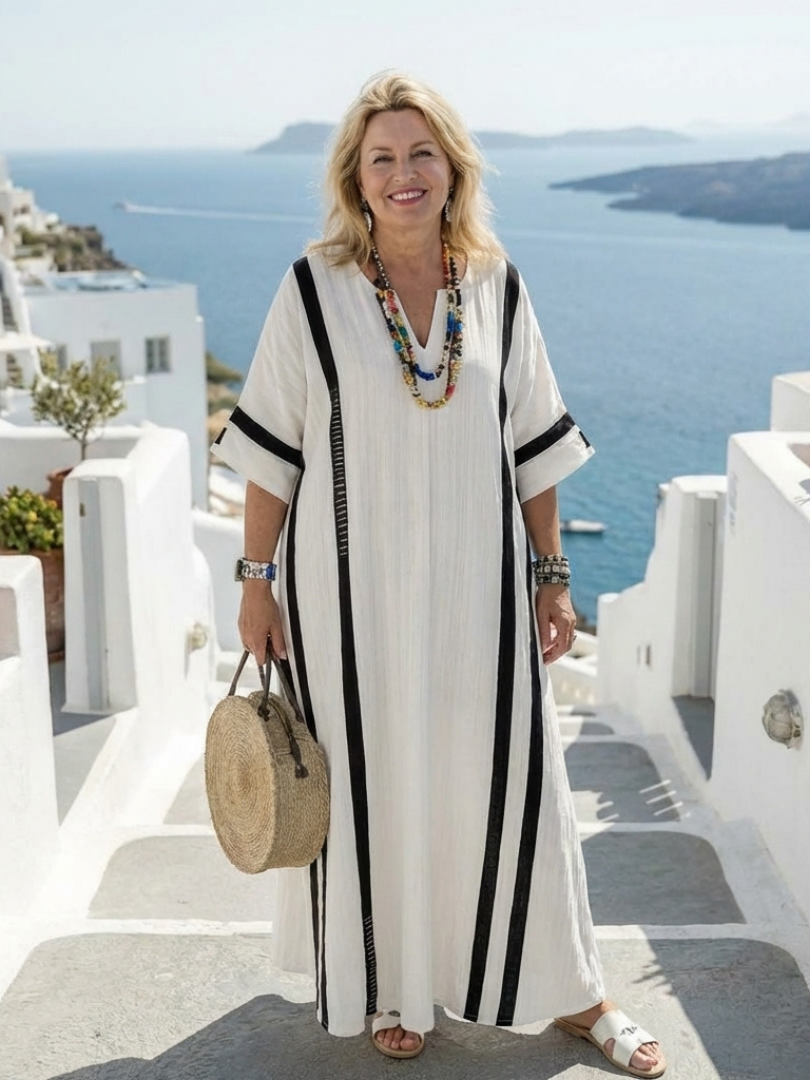 Lola | Vestido maxi con rayas color block