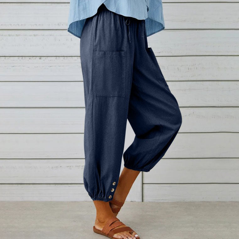 Nora | Pantalón ancho de mujer en mezcla de algodón y lino
