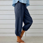 Nora | Pantalón ancho de mujer en mezcla de algodón y lino