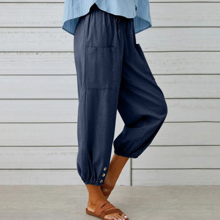 Nora | Pantalón ancho de mujer en mezcla de algodón y lino
