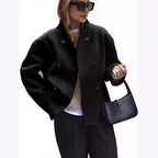 Button met drie rijen Plaid Tweed Coat