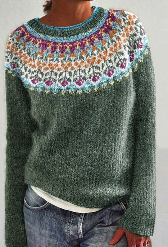 Mariluz | Jersey de punto de flores con cuello redondo
