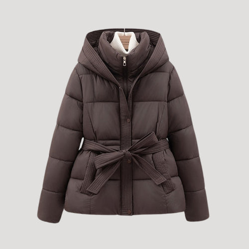 Amara | Wattierte Kapuzenjacke mit Gürtel