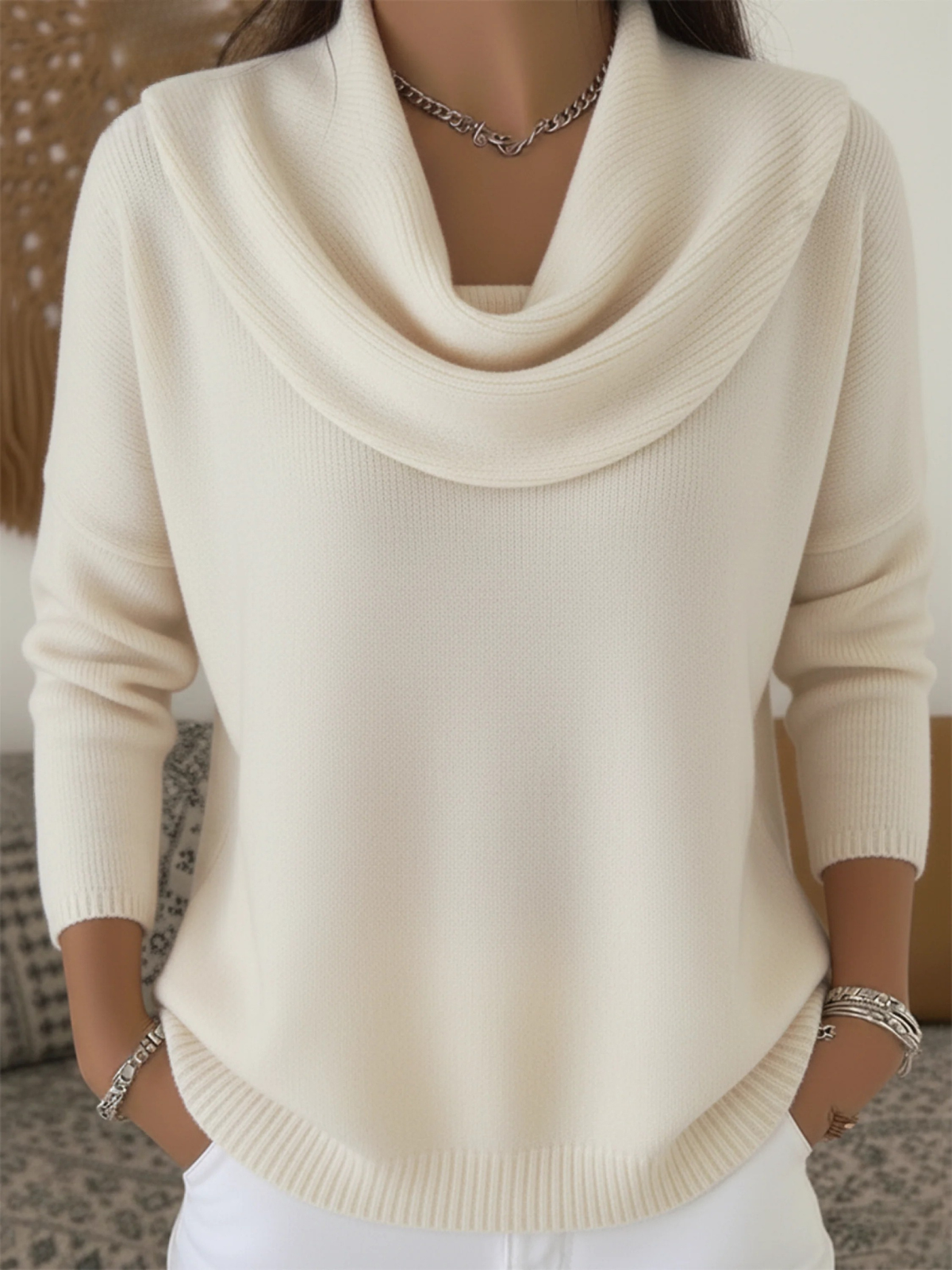 Araceli | Jersey de mezcla de merino con cuello camisero