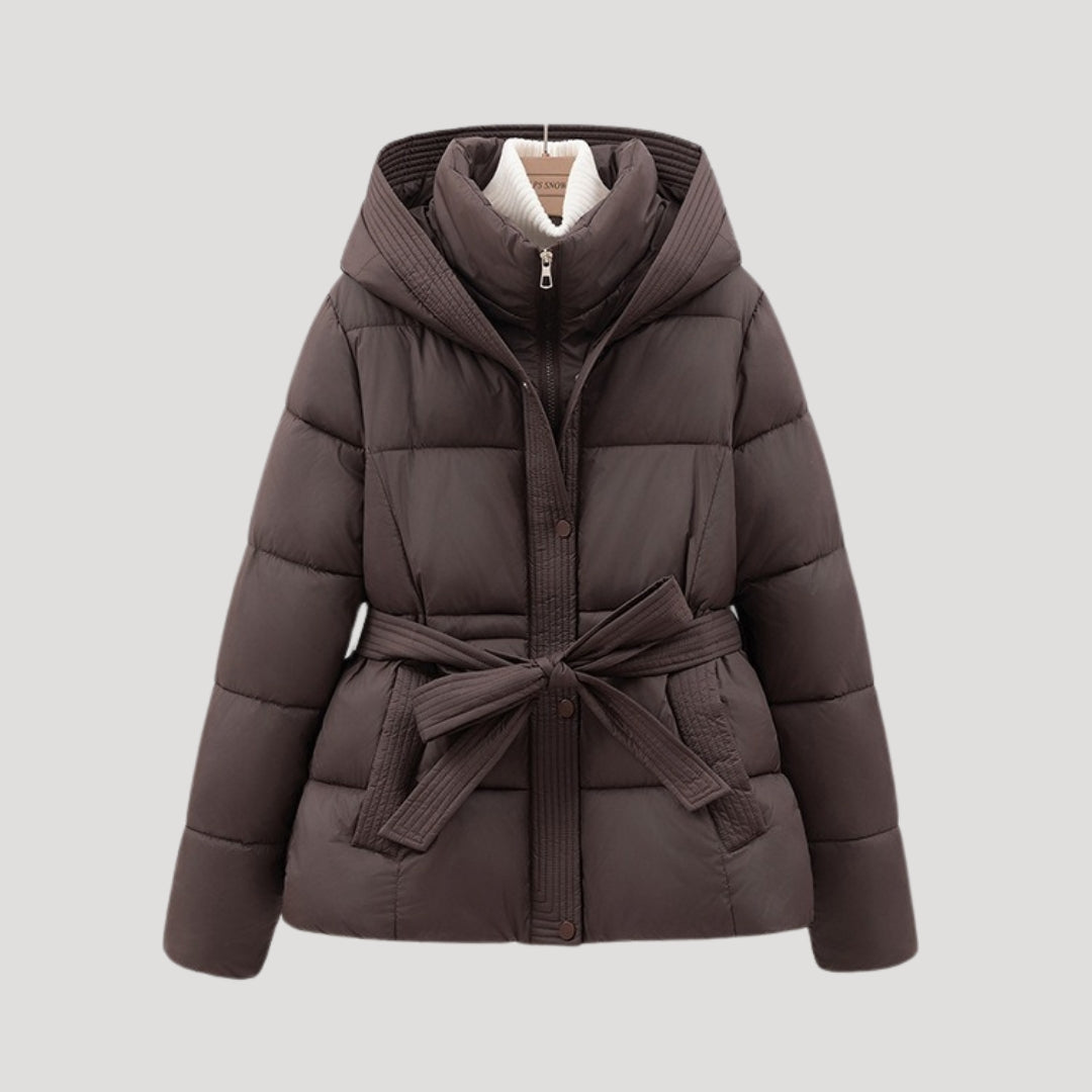Mónica | Chaqueta acolchada con capucha y cinturón