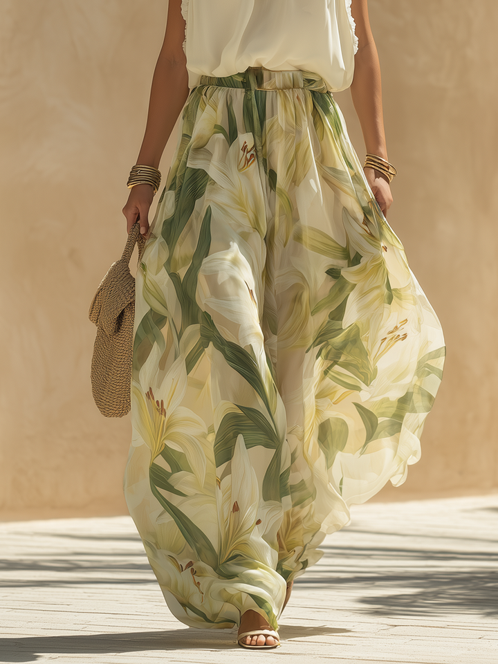 Liara | Conjunto vaporoso de dos piezas con estampado floral