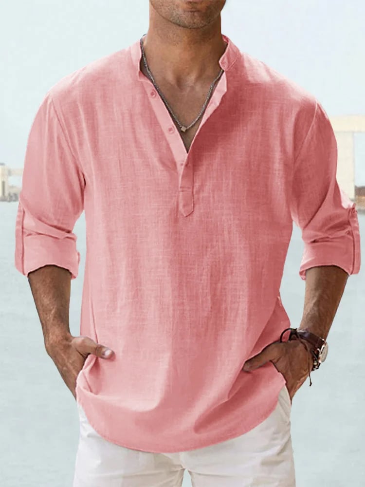 Fulgencio | Camisa de lino y algodón con cuello mao