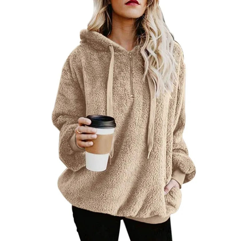 Tatiana | Sudadera con capucha, cordón y media cremallera