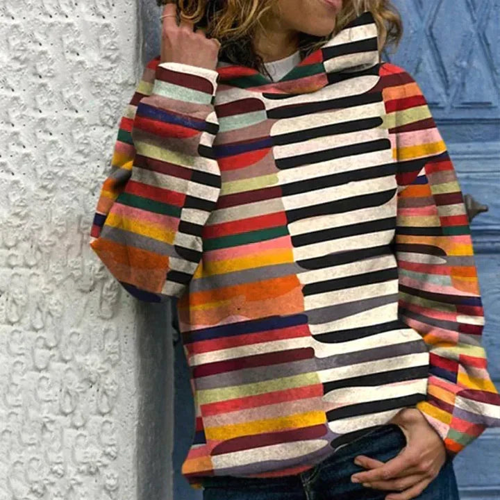Violeta | Jersey de punto a rayas con capucha