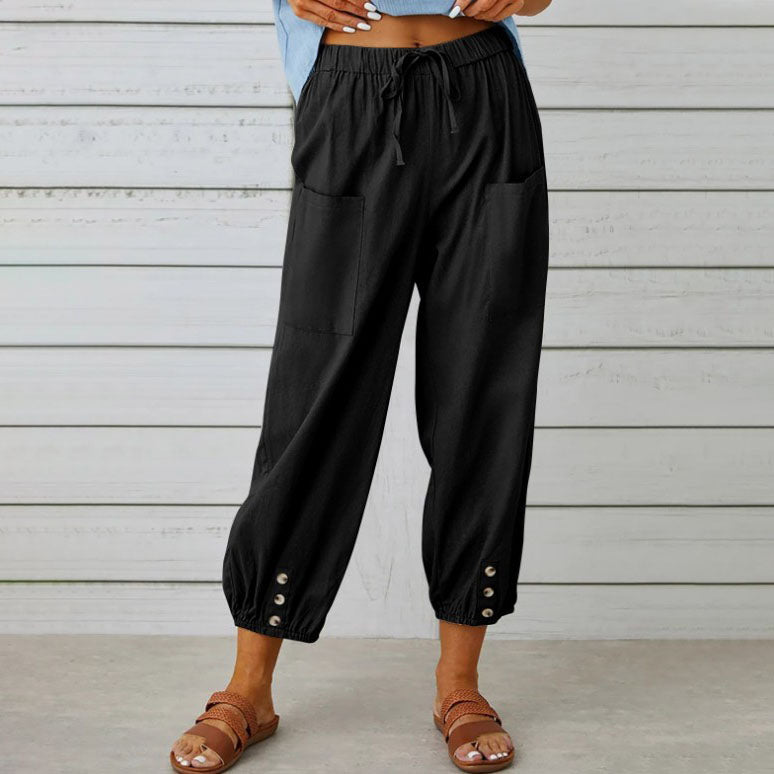 Nora | Pantalón ancho de mujer en mezcla de algodón y lino