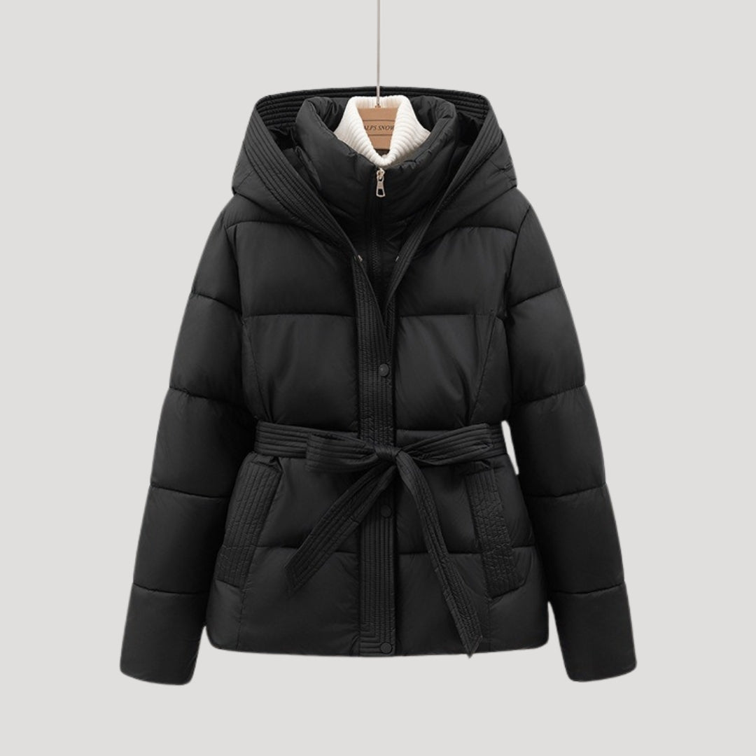 Amara | Wattierte Kapuzenjacke mit Gürtel