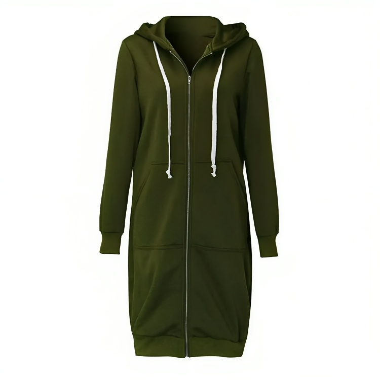Úrsula | Chaqueta larga con capucha y cremallera