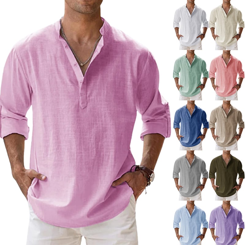 Fulgencio | Camisa de lino y algodón con cuello mao