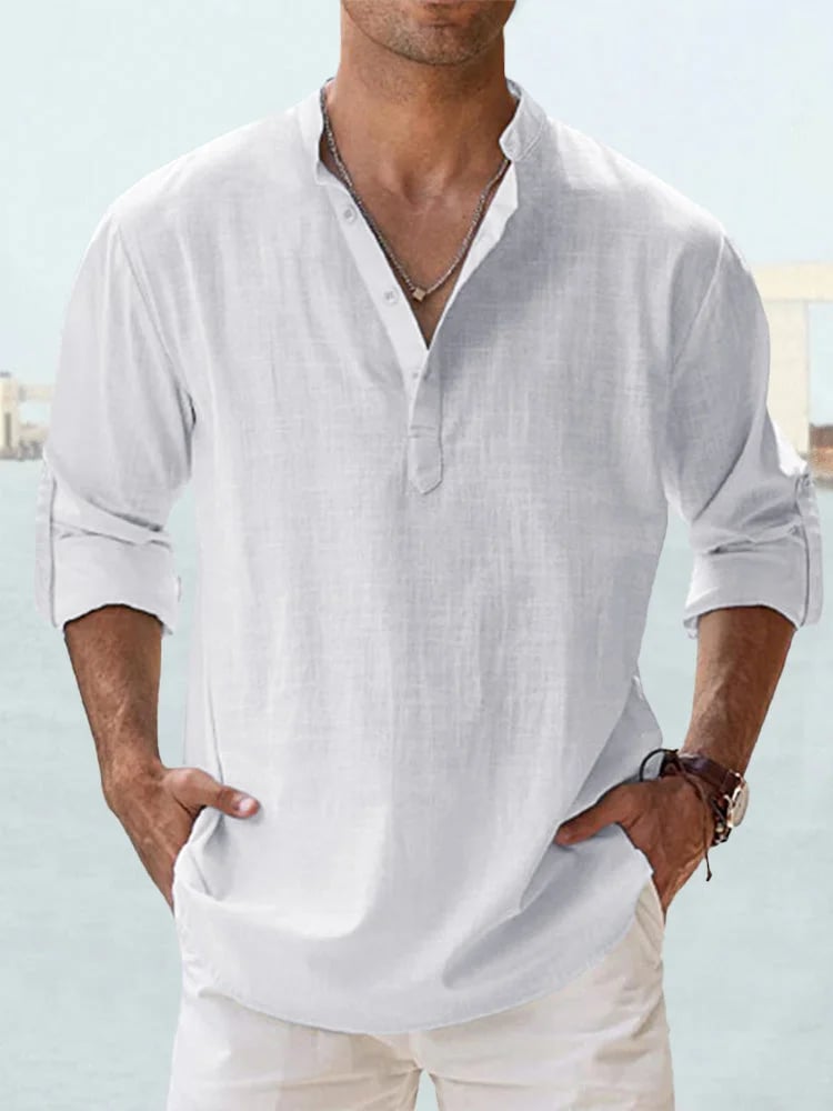 Fulgencio | Camisa de lino y algodón con cuello mao