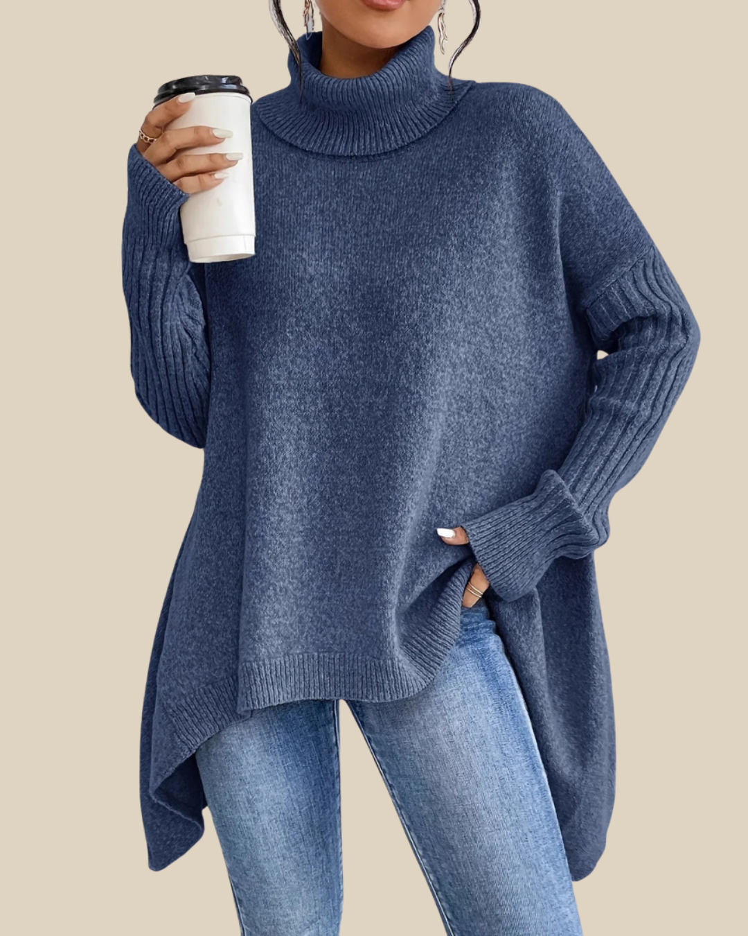 Josefina | Jersey oversize de cuello alto y corte largo