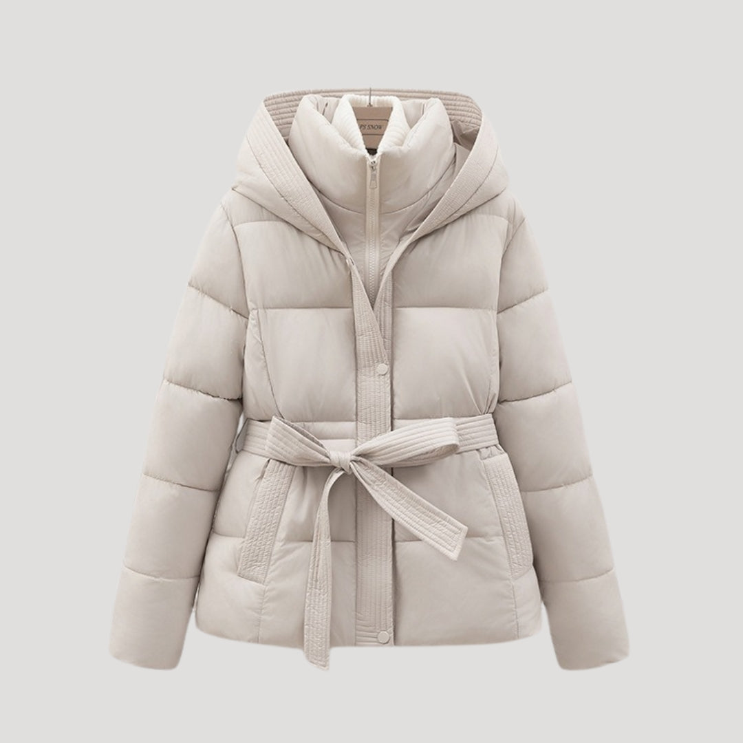 Mónica | Chaqueta acolchada con capucha y cinturón